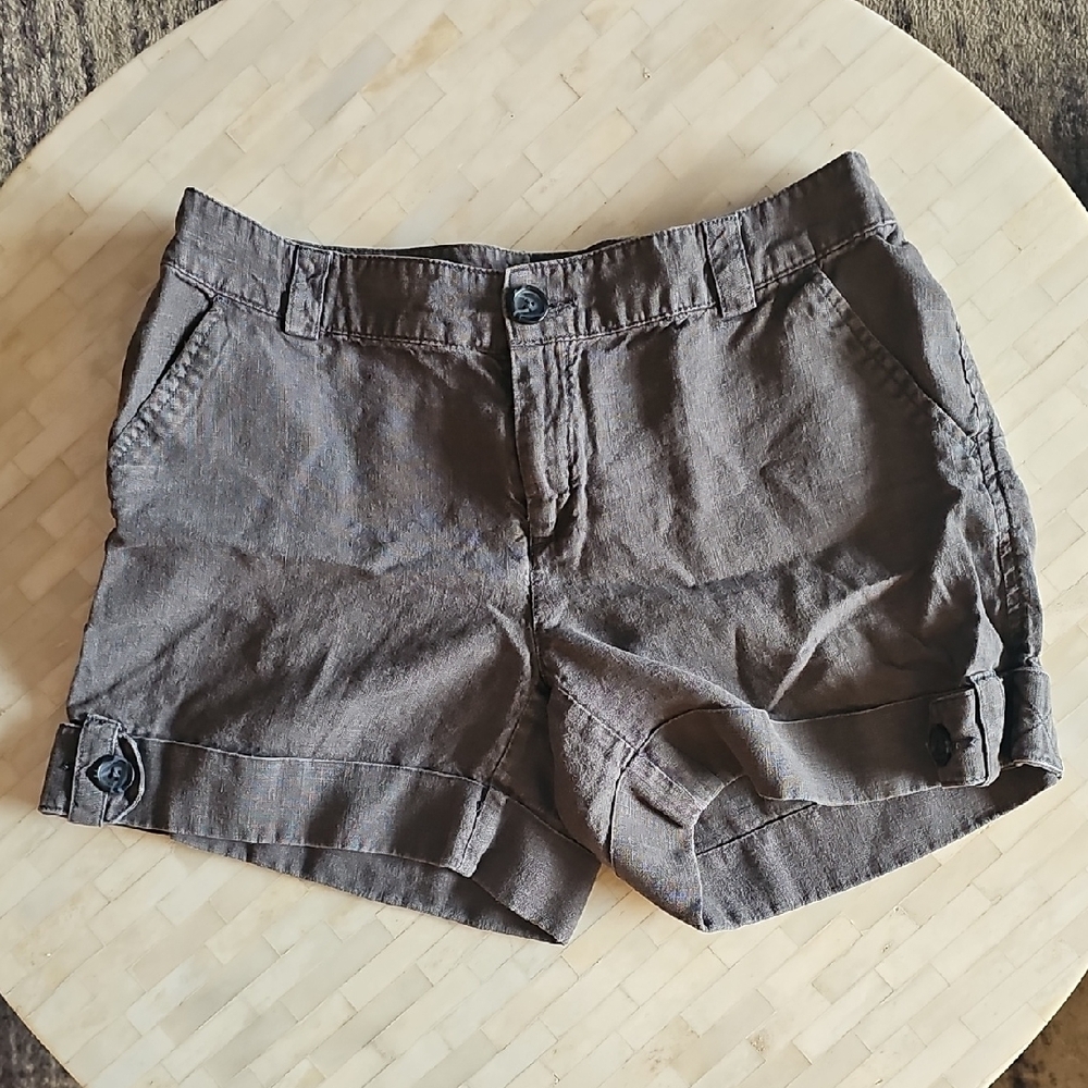 Banana Republic Brown Rolled-Hem Linen-Blend Shorts